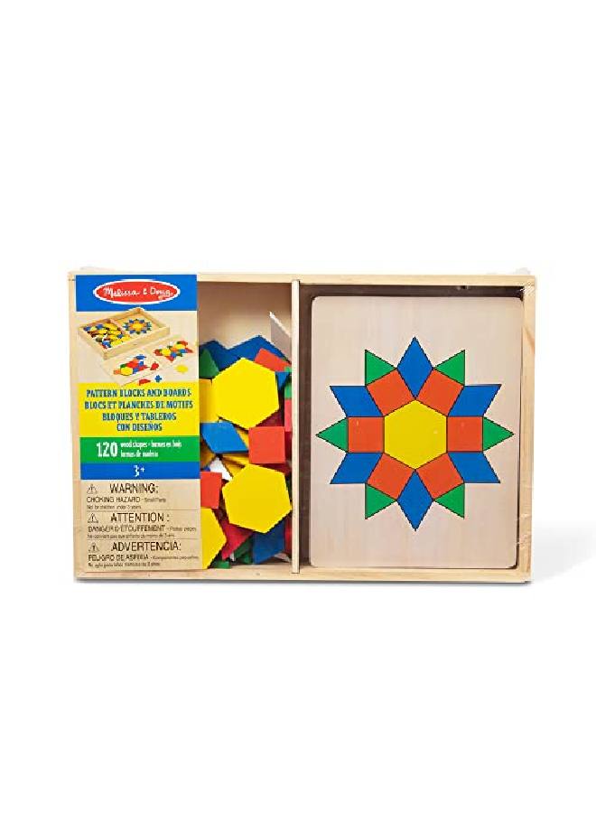 Pattern Blocks And Boards Classic Toy With 120 Solid Wood Ss And 5 Doublesided Panels Multicolored