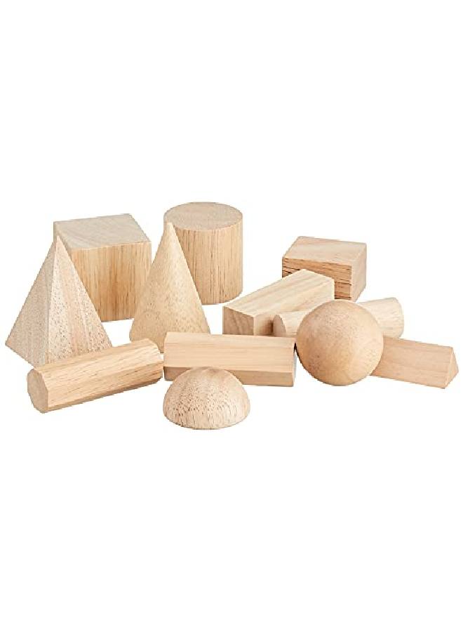 Geometric Solids Wooden Ss Set Of 12 Geometric Ss Ages 6+ Multicolor