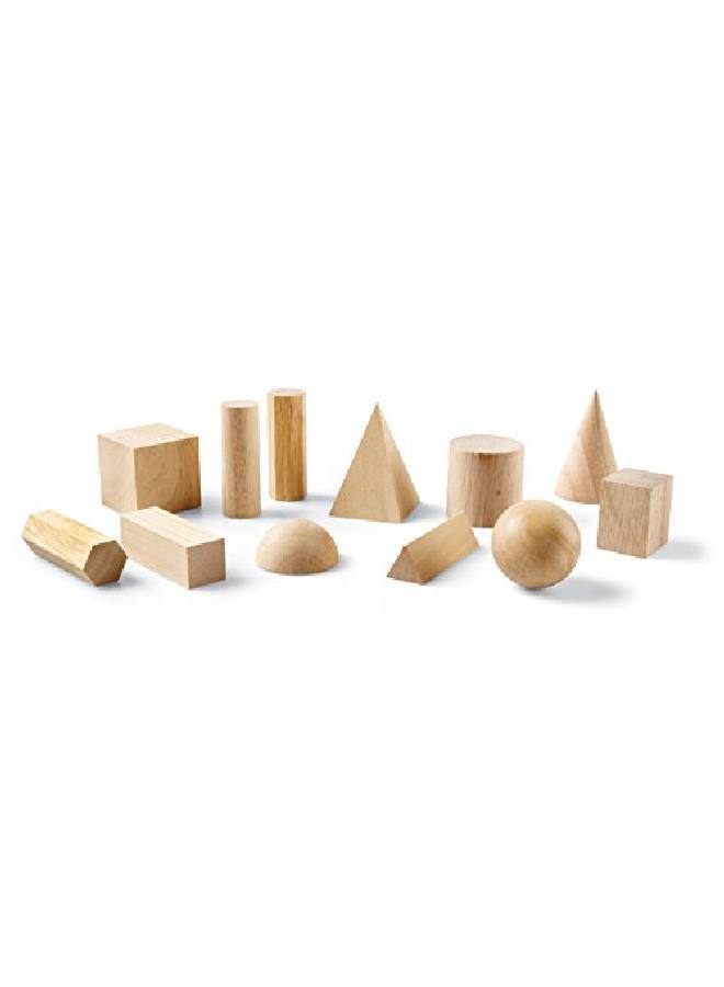 Geometric Solids Wooden Ss Set Of 12 Geometric Ss Ages 6+ Multicolor