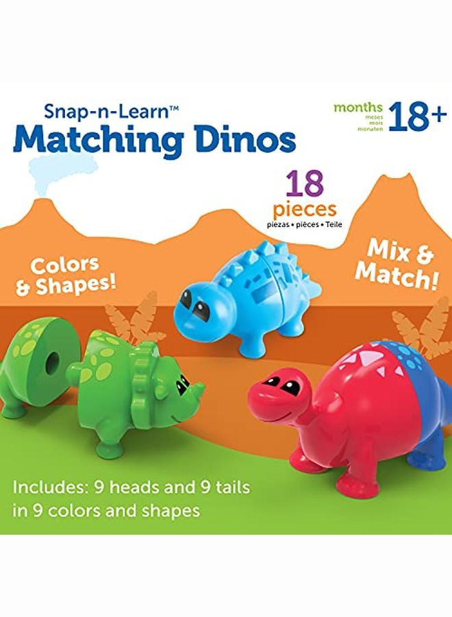 Snapnlearn Matching Dinos 18 Pieces Ages 18+ Months Toddler Fine Motor Toys Counting & Sorting Toy S Sorting Dinosaurs Toys Sensory Bin Toys