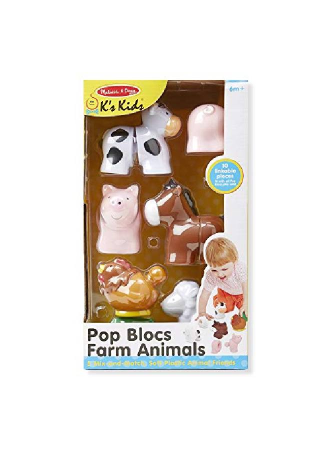 Blocs Farm Animals Educational Baby Toy 10 Linkable Pieces