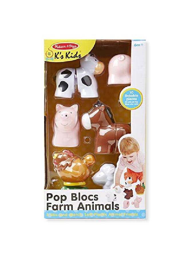 Blocs Farm Animals Educational Baby Toy 10 Linkable Pieces