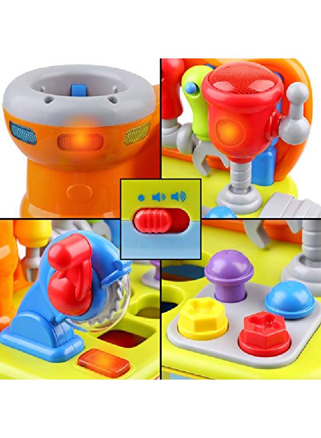 Little Engineer Multifunctional Kids Musical Learning Tool Workbench Educational Learning Toy Shape Sorter With Lights & Sounds For Teaching Colors Shapes Numbers