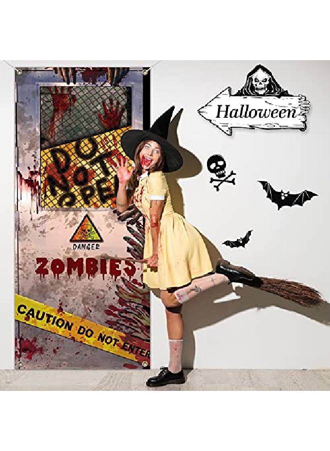 Halloween Zombie Door Cover Bannerscary Horror Halloween Decorationcaution Zombies Decorations For Halloween Party Indoor Outdoor Decoration 78.7 X 35.4 Inch/200 X 90 Cm