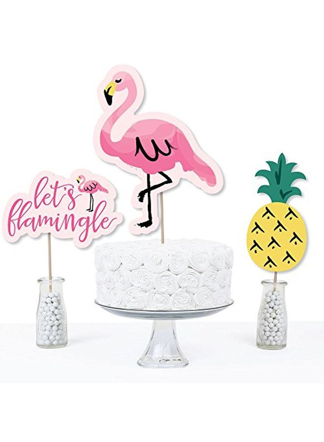 Pink Flamingo Party Like A Pineapple Tropical Summer Party Centerpiece Sticks Table Toppers Set Of 15