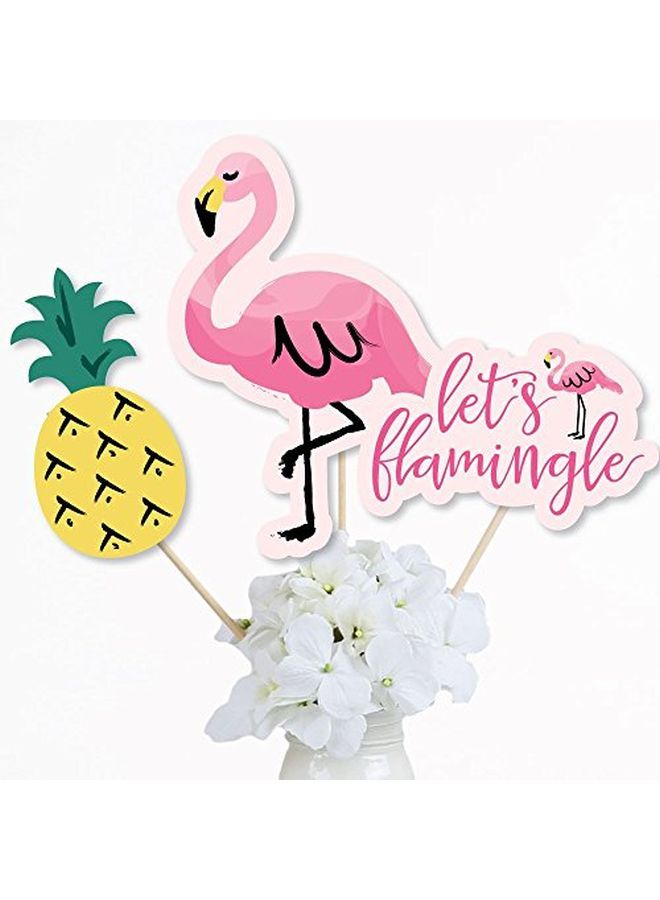 Pink Flamingo Party Like A Pineapple Tropical Summer Party Centerpiece Sticks Table Toppers Set Of 15