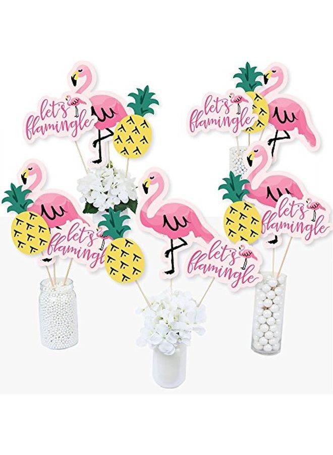 Pink Flamingo Party Like A Pineapple Tropical Summer Party Centerpiece Sticks Table Toppers Set Of 15