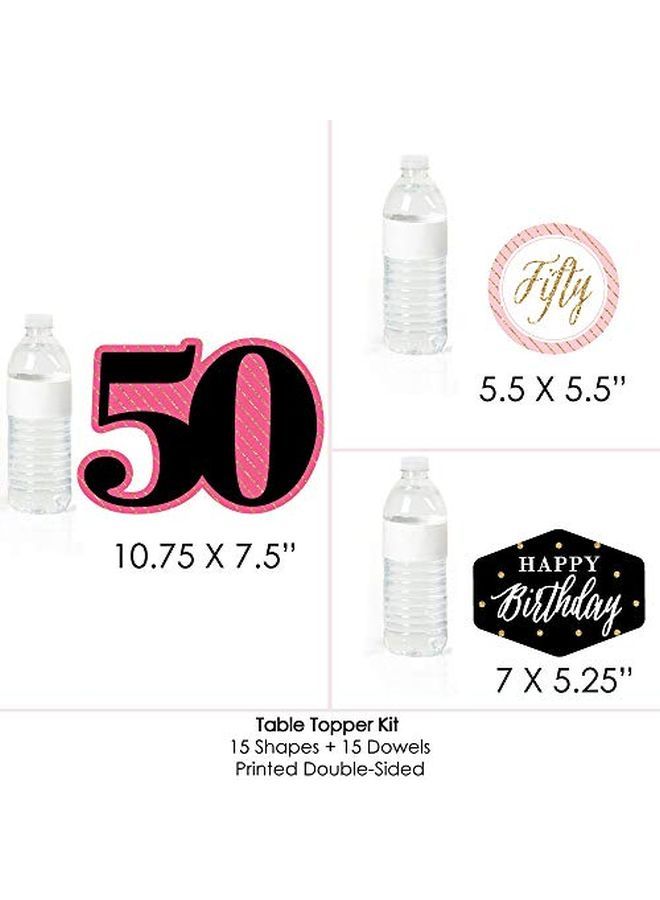 Chic 50Th Birthday Pink Black And Gold Birthday Party Centerpiece Sticks Table Toppers Set Of 15