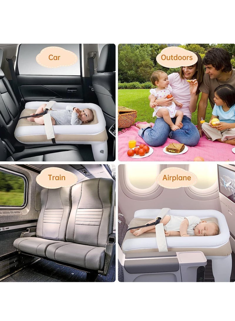 Inflatable Airplane Bed for Kids Baby Travel Plane Bed with Hand Pump Kids Bed Fits Most Airplane Seats Car Seat for Convenient Toddler Travel Seat Belt and Carry Bag