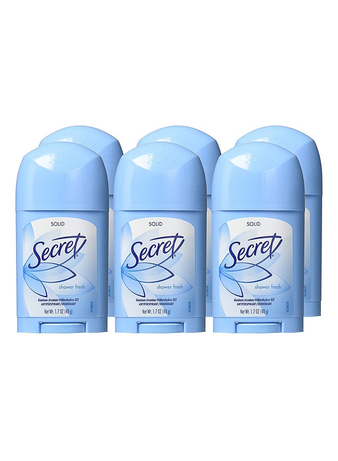 Pack Of 6 Solid Antiperspirant Shower Fresh Deodorant