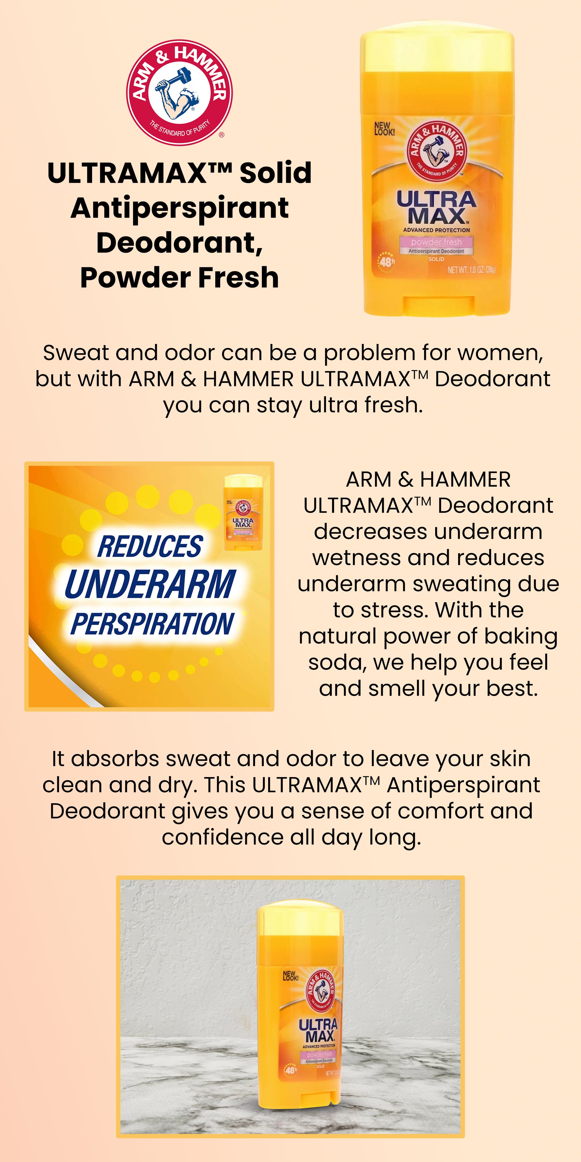 Ultramax Solid Powder Fresh Antiperspirant Deodorant 28grams