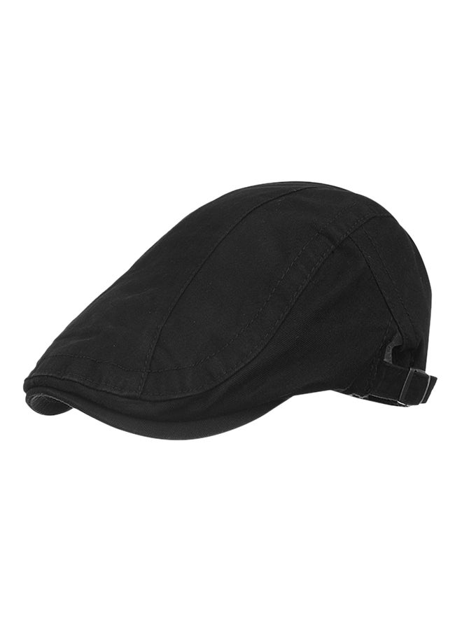 Beret Cap With Buckle Closure Black