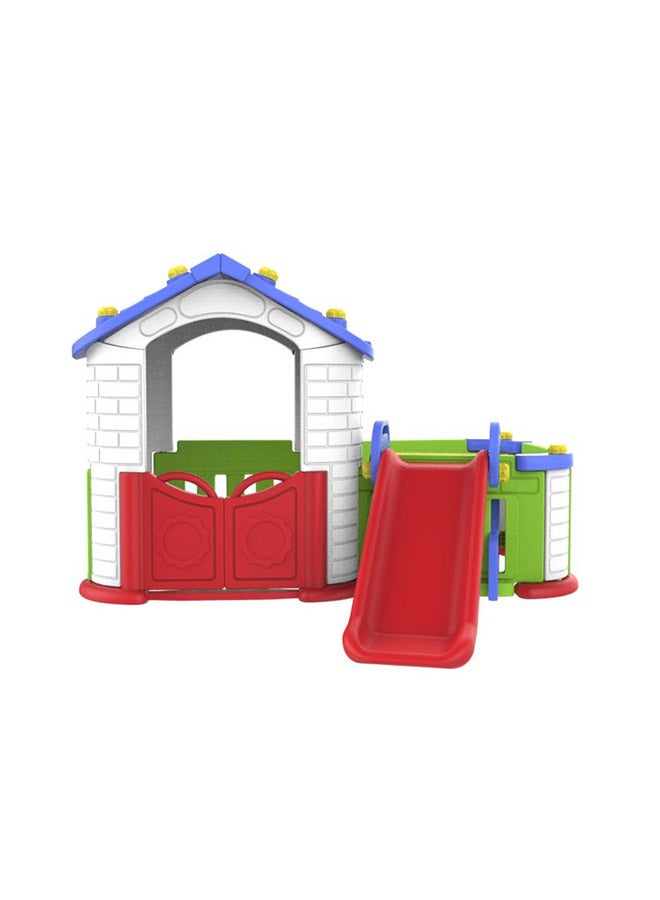 Big Indoor/Outdoor Playhouse with Slide and Playgym 187x185x185cm