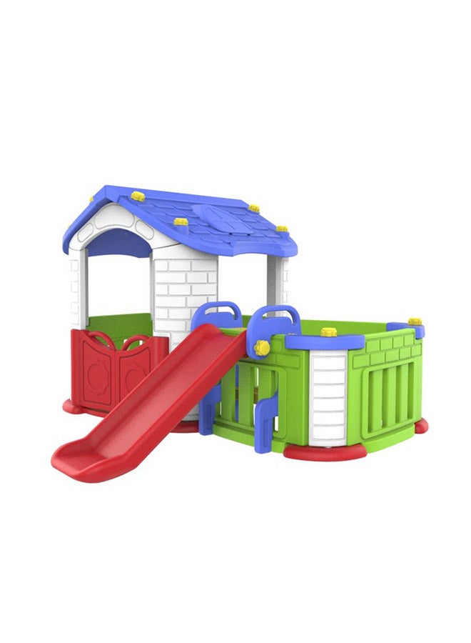 Big Indoor/Outdoor Playhouse with Slide and Playgym 187x185x185cm