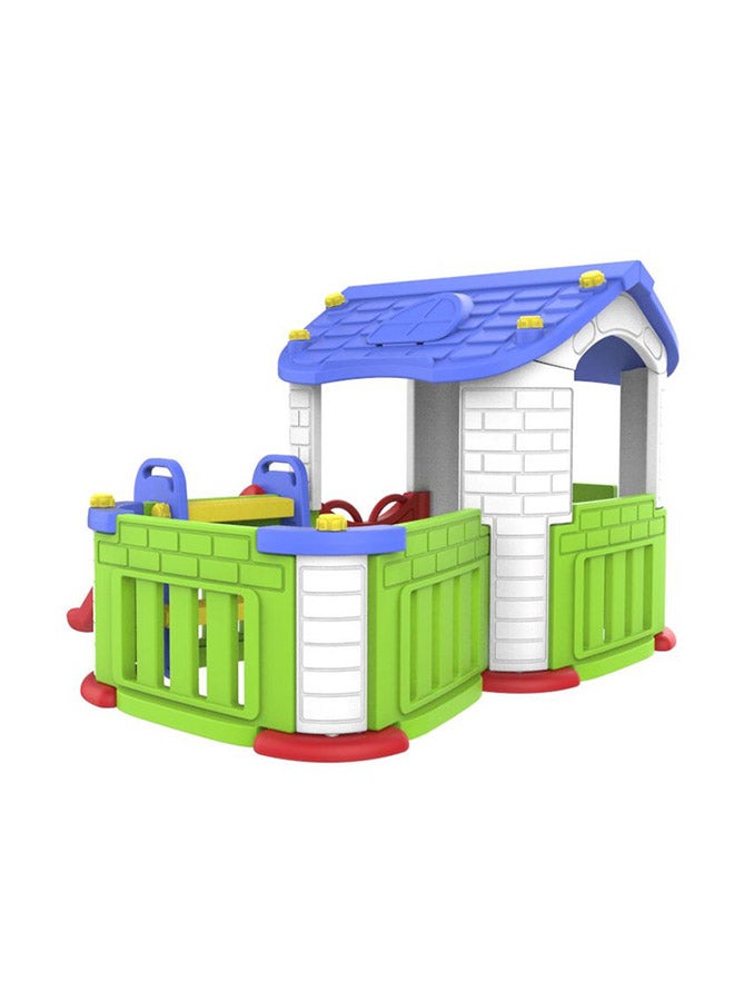 Big Indoor/Outdoor Playhouse with Slide and Playgym 187x185x185cm