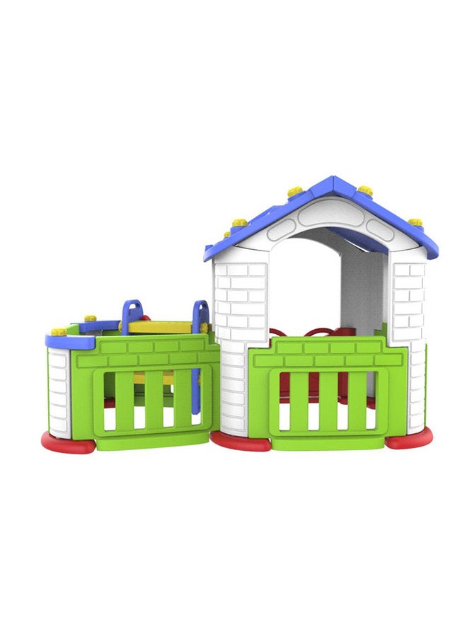 Big Indoor/Outdoor Playhouse with Slide and Playgym 187x185x185cm