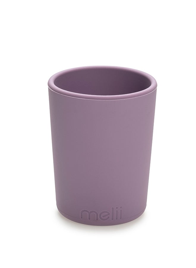 Non-Suction Silicone Plate, Bowl And Cup Set - Purple, Grey, Pink