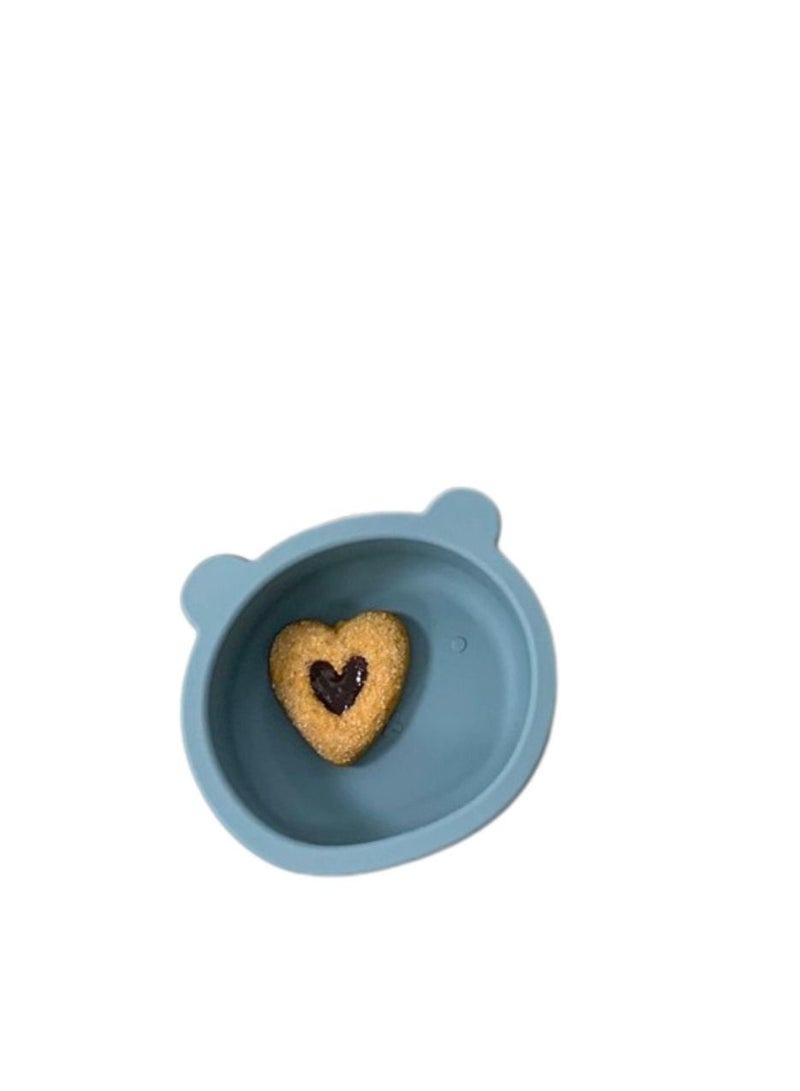 Little Mocha Silicone Baby Bear Suction Bowl with spoon Light Blue