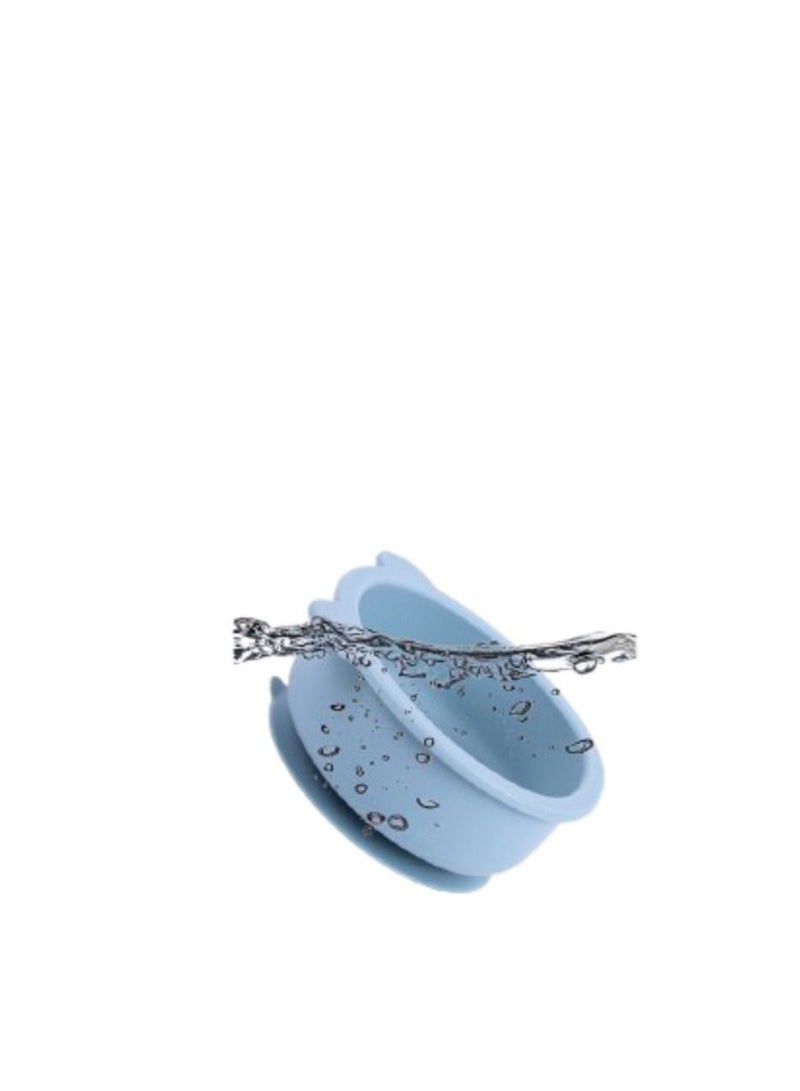 Little Mocha Silicone Baby Bear Suction Bowl with spoon Light Blue