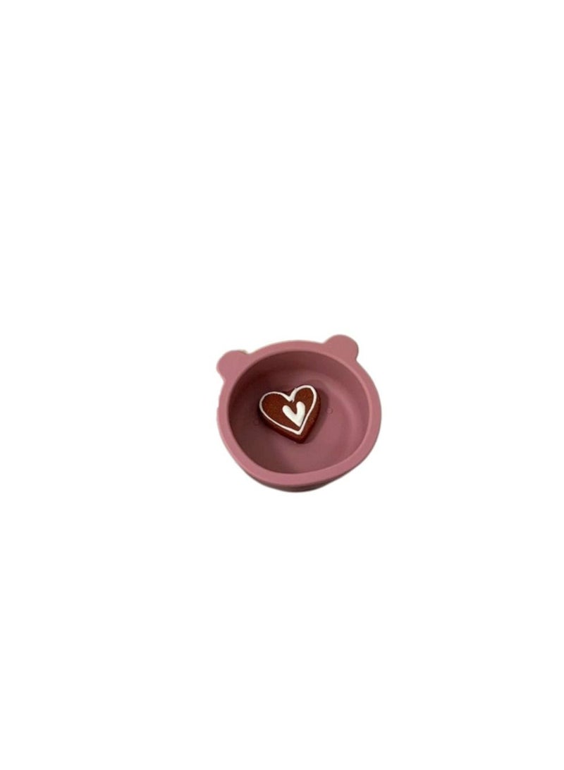 Little Mocha Silicone Baby Bear Suction Bowl with Spoon Dusty Pink