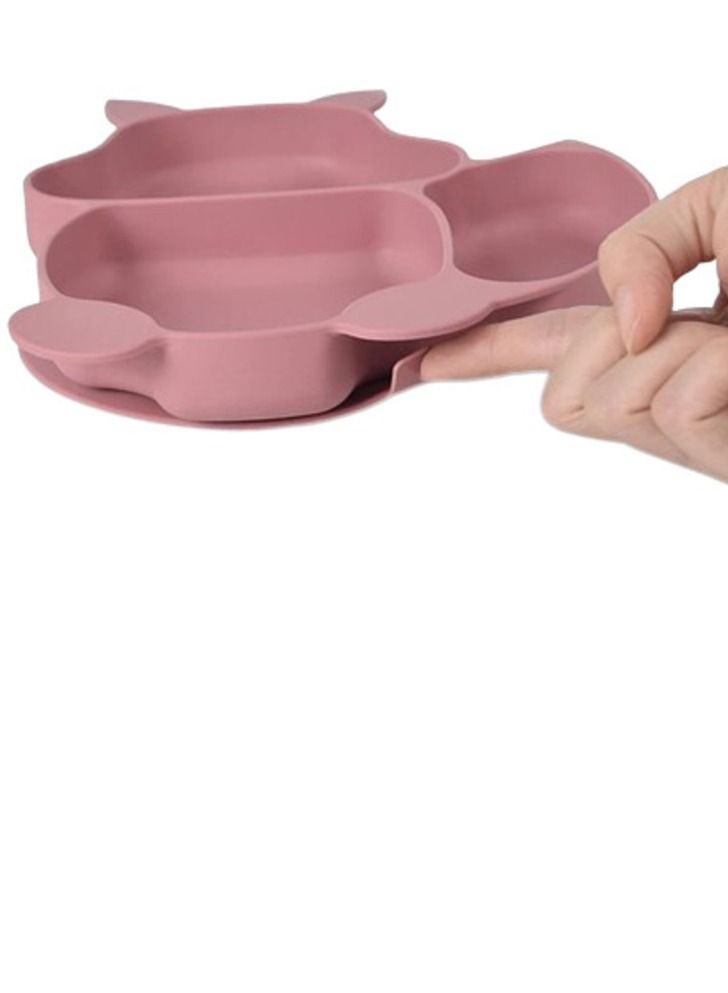Little Mocha silicone Squirrel plate spoon and fork dusty pink