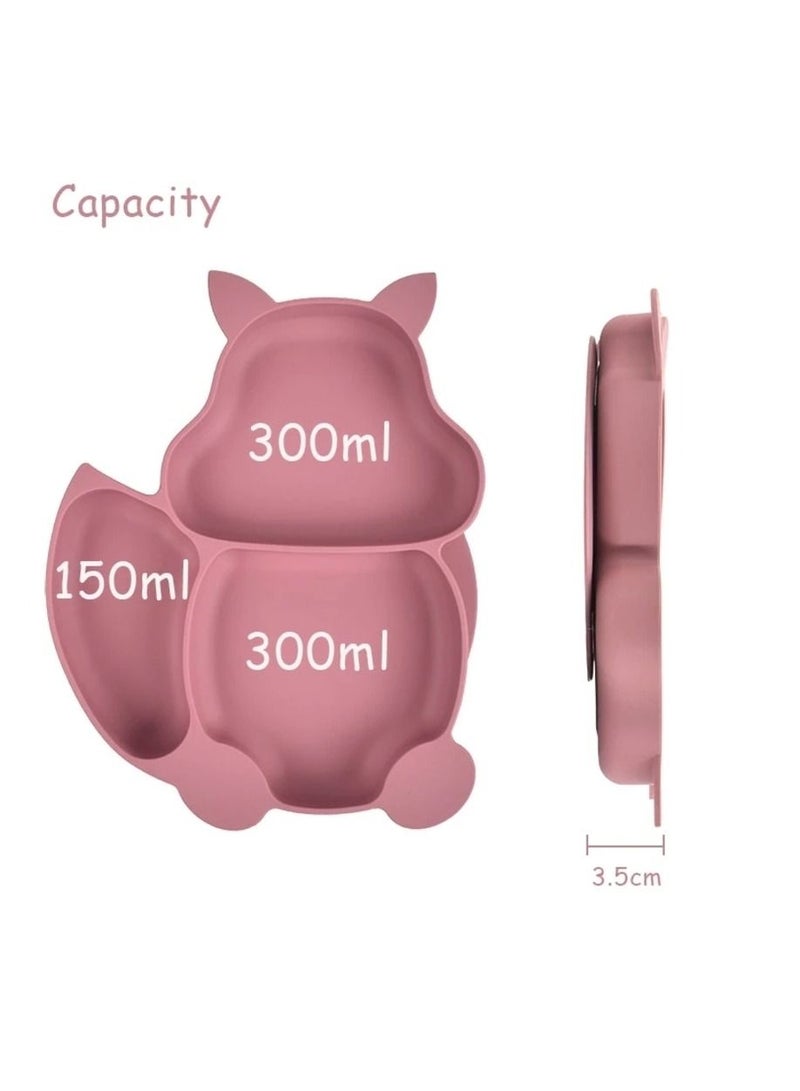 Little Mocha silicone Squirrel plate spoon and fork dusty pink