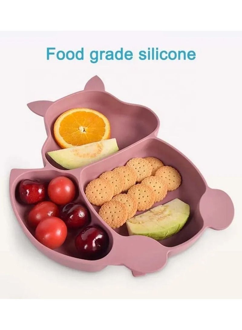 Little Mocha silicone Squirrel plate spoon and fork dusty pink