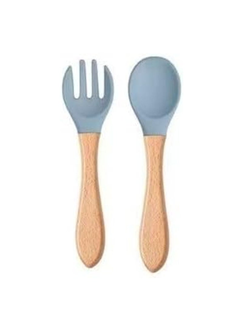 Little mocha silicone squirrel plate with spoon and fork grey