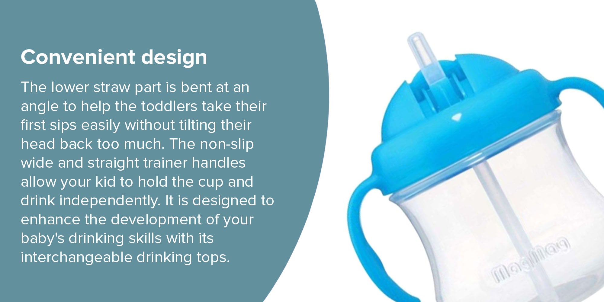 Mag Spout Staw Cup Leak And Spill Proof For Baby 200 Ml 8M+ - Sky Blue- 15735