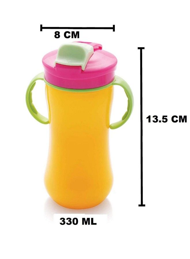 Plastic Sippers;Sippy Cups Anti Spill Design With Soft Silicone Straw 330 Ml Pack Of 2 Pcs