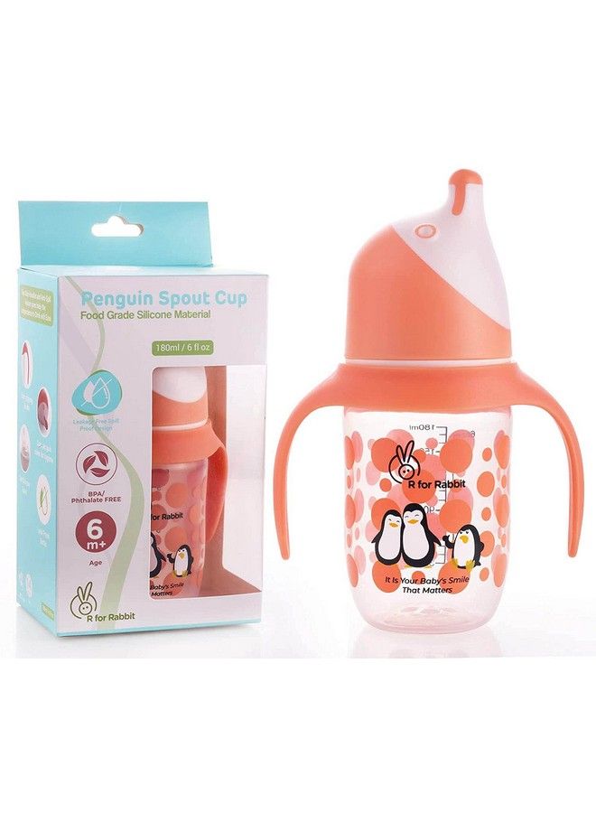 Penguin Spout Sipper Cup 180 Ml Bottle Pp Spout Sipper For Kids Kids Spout Sipper For Age Of 6 + Months Orange