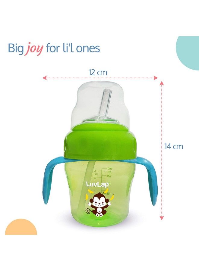 Banana Time 150Ml Anti Spill Interchangeable Sipper ; Sippy Cup With Soft Silicone Spout And Straw Bpa Free 6M+ (Green)