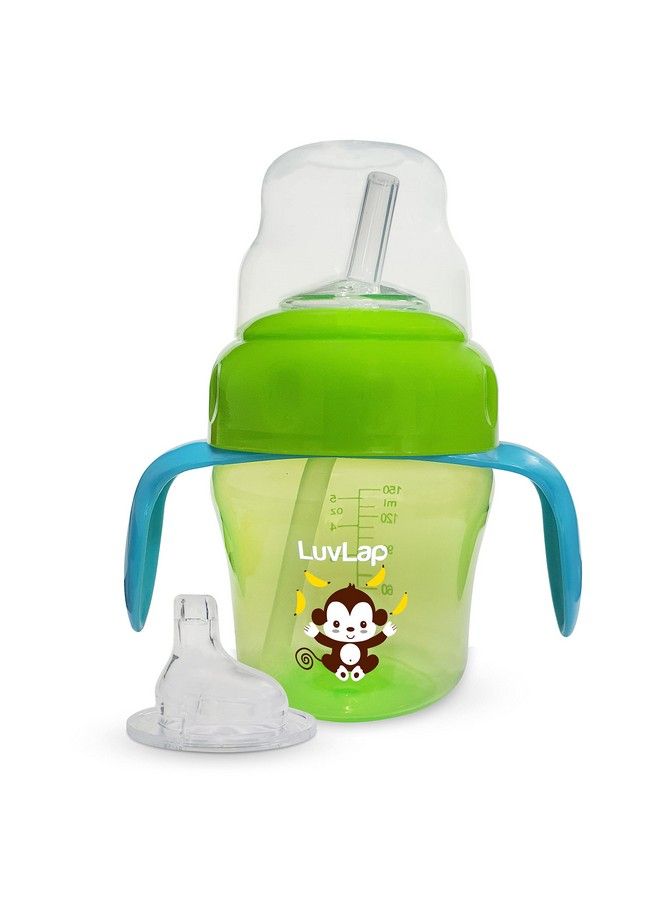 Banana Time 150Ml Anti Spill Interchangeable Sipper ; Sippy Cup With Soft Silicone Spout And Straw Bpa Free 6M+ (Green)