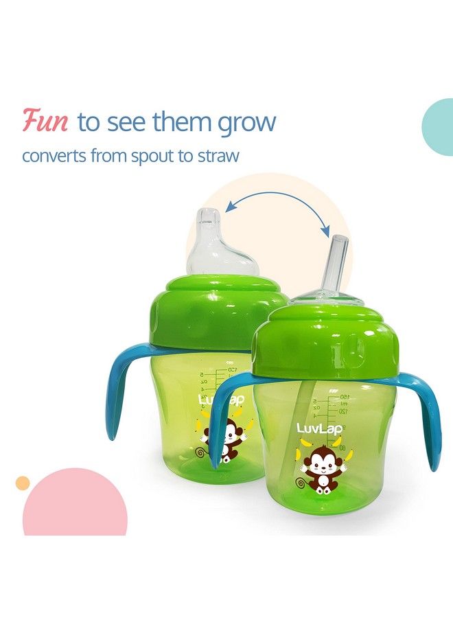 Banana Time 150Ml Anti Spill Interchangeable Sipper ; Sippy Cup With Soft Silicone Spout And Straw Bpa Free 6M+ (Green)