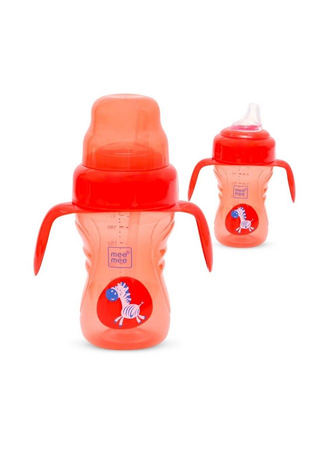 Bpa Free 2 In 1 Convertible Sipper Cup With Soft Spout & Straw Anti Leak Detachable Handle For Babies;Toddlers;Kids 210 Ml Red (Plastic)