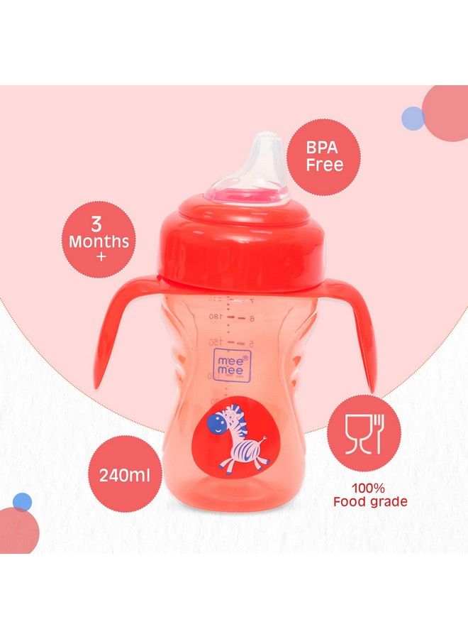 Bpa Free 2 In 1 Convertible Sipper Cup With Soft Spout & Straw Anti Leak Detachable Handle For Babies;Toddlers;Kids 210 Ml Red (Plastic)