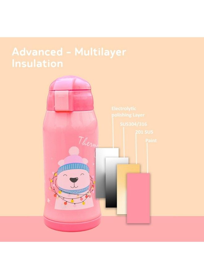 Stainless Steel Insulated Sipper Bottle For Kids;Sipper School Bottle;Sipper Bottle With Straw;Travelling Water Bottle For Kids With Pop Up Straw (Pink 680Ml)