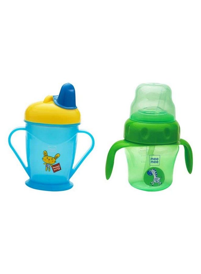 Bite Resistant Soft Spout Sipper Cup (Pack Of 2 (180 Ml+150 Ml) Blue+Green) Combo(Pack Of Two)