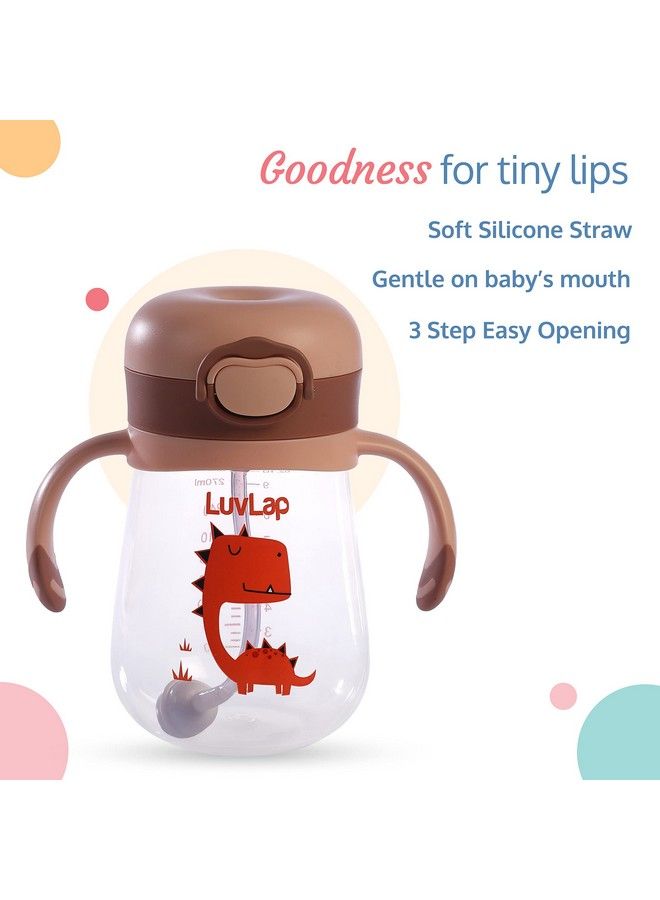 Baby Bite Resistant Soft Silicone Straw Sipper Cup With Handle With Weighted Straw Sippy Cup With Anti Spill Lock Bpa Free 6M+ 300 Ml Brown