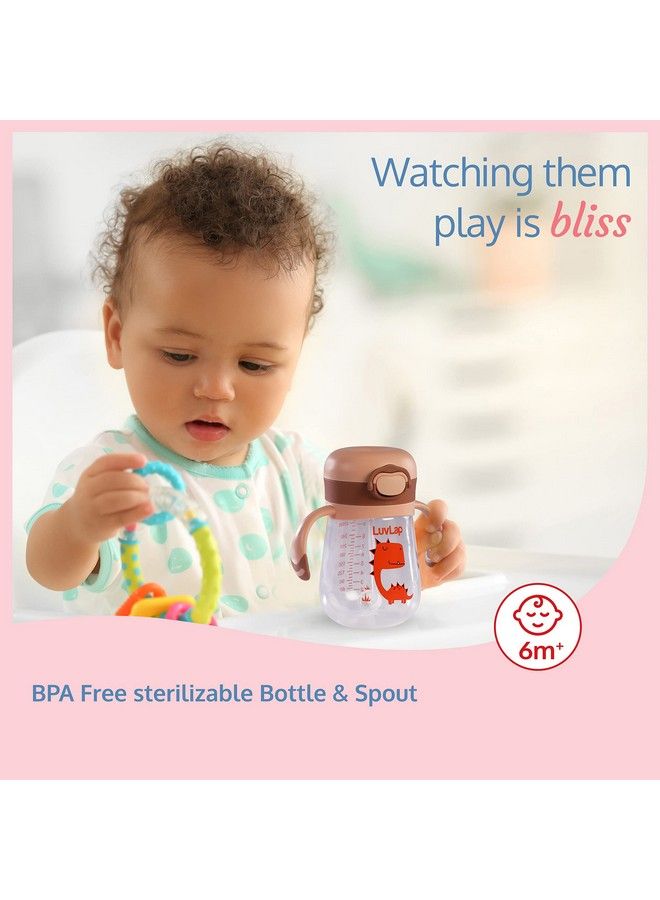 Baby Bite Resistant Soft Silicone Straw Sipper Cup With Handle With Weighted Straw Sippy Cup With Anti Spill Lock Bpa Free 6M+ 300 Ml Brown