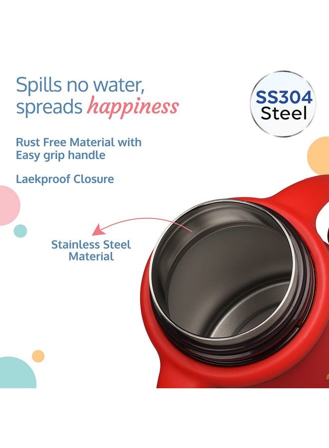 Steel Body Weighted Straw Sipper One Touch Opening High Grade Ss304 Steel Bpa Free 6M+ Red 550 Ml