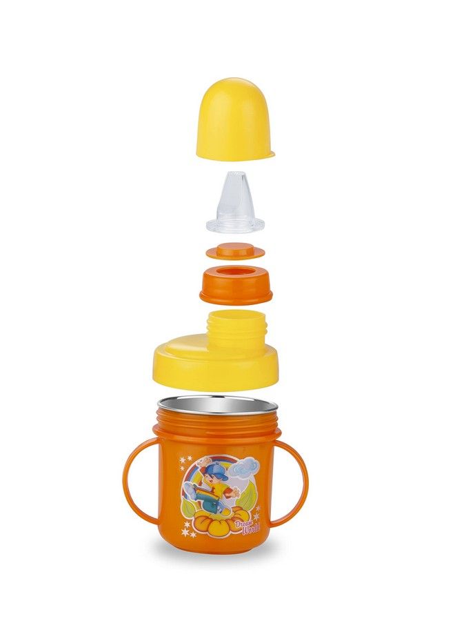 Hippo Stainless Steel Baby Spout Sipper Cup For Kids Age 3 Months To 18 Months 250 Ml (Orange)