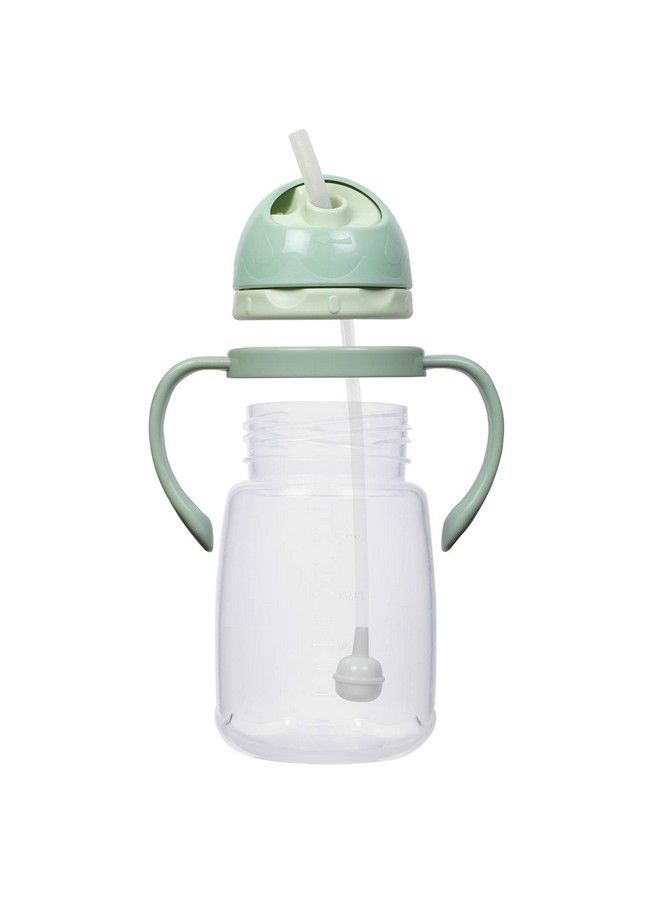 Baby Joy Spillproof Kids Transparent With Gravity Ball Straw Sipper Cup Water Bottle With Handles250 Ml (Green)