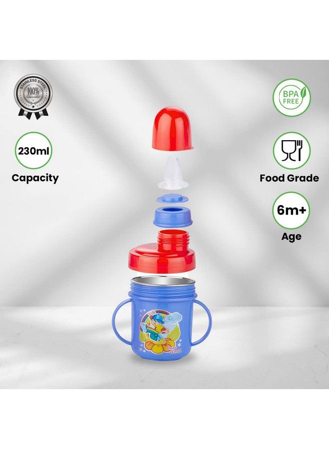 Hippo Stainless Steel Baby Spout Sipper Cup For Kids Age 3 Months To 18 Months 250 Ml (Blue)