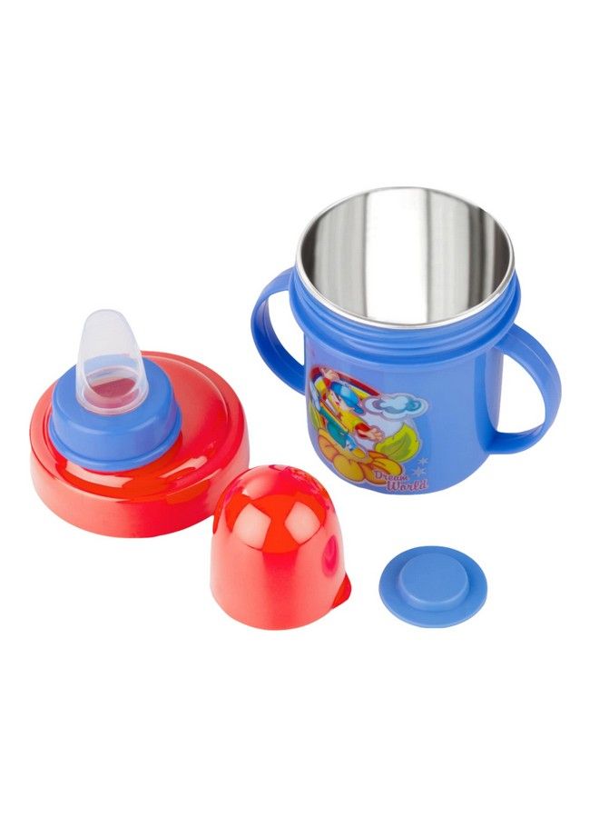 Hippo Stainless Steel Baby Spout Sipper Cup For Kids Age 3 Months To 18 Months 250 Ml (Blue)