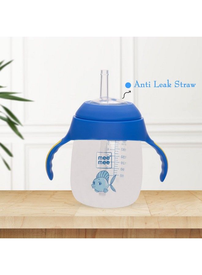 Twin Handle Straw Sipper Cup (Blue Plastic)