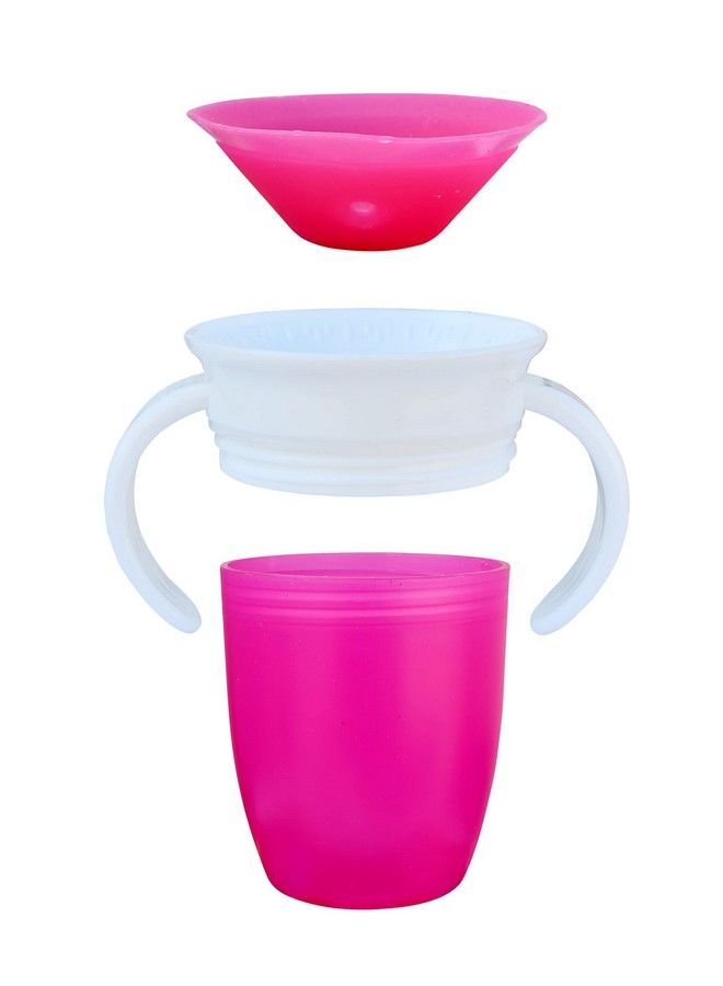 Leak Proof Spill Proof Transition Training Sipper360 Degree Sippy Cups With Handles ; Easy To Grip Miracle Cups For Toddlers Kids Children 207 Ml7 Oz. (Pink)