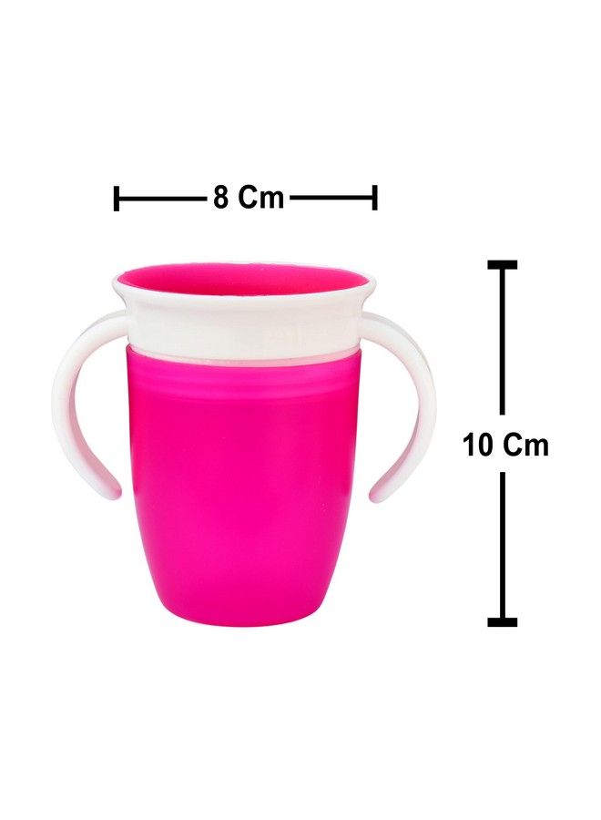 Leak Proof Spill Proof Transition Training Sipper360 Degree Sippy Cups With Handles ; Easy To Grip Miracle Cups For Toddlers Kids Children 207 Ml7 Oz. (Pink)