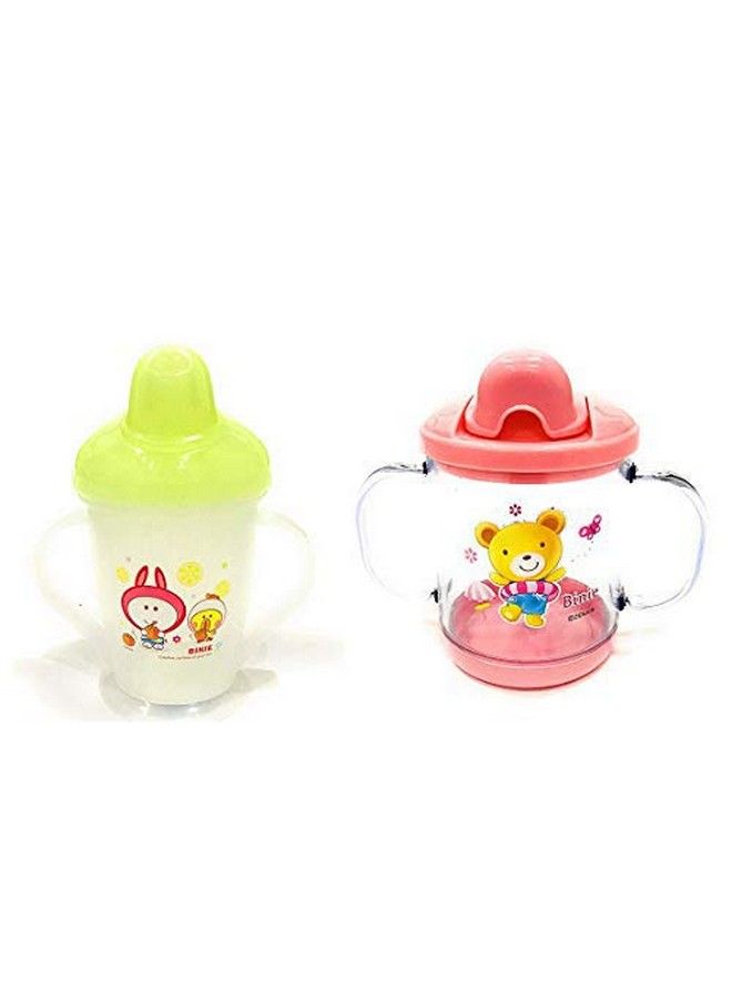 Bpa Free Unbreakable Sippy Cup (Sipper Mugs For Kids Children Babies Infants) Spout Infant Pp Water Juice Training Sipper Cup With Handles 200 Ml(Green & Pink)