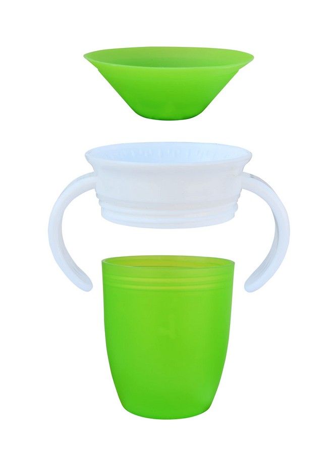 Leak Proof;Spill Proof Transition Training Sipper; 360 Degree Sippy Cups With Handles ; Easy To Grip Miracle Cups For Toddlers;Kids;Children 207 Ml; 7 Oz. (Green)